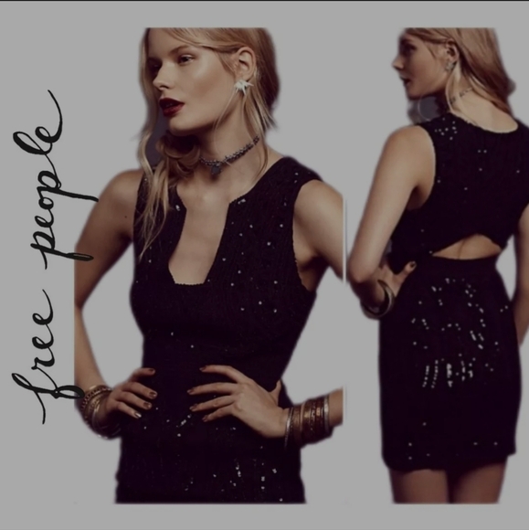 Free People | Snake Charmer Bodycon Mini  Sequin Dress EUC - Picture 2 of 9